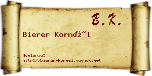 Bierer Kornél névjegykártya